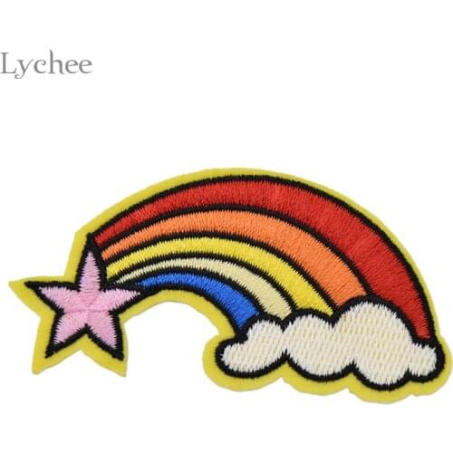 Lychee Life Rainbow Unicorn Patch Sew On Cartoon Patches Embroidered Cute Patches For Clothing Jeans