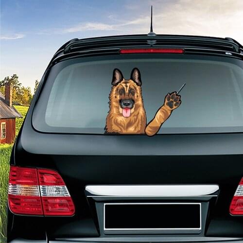 Cute German Shepherd Car Dog Wiper Stickers For Car Rear Windshield Window Waving Wiper PVC Removable Stickers Automobile Decors