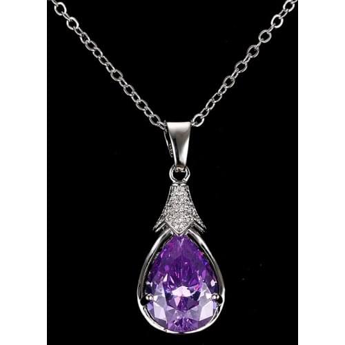 Emmaya Fashion Cheap Purple Crystal Necklaces & Pendants for Women Best Friend Gift Cheap Crystal Jewelry Hot Selling
