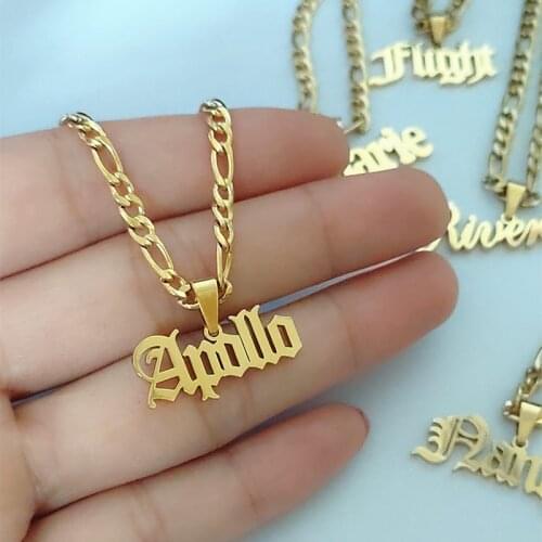 Figaro Chain Name Necklaces Personalized Jewelry Custom Nameplate Choker Necklace for Women Men Bijoux Best Friends Gift