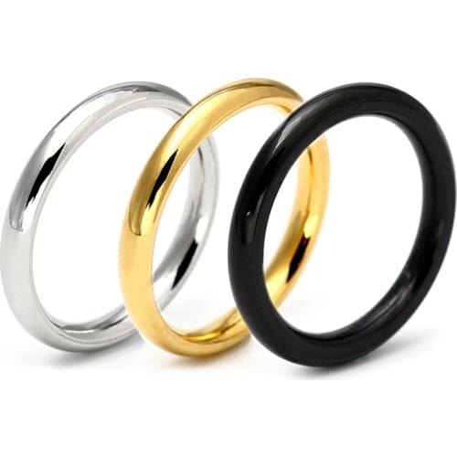 MANGOSKY 3mm Gold Stainless Steel Ring For Man and Women