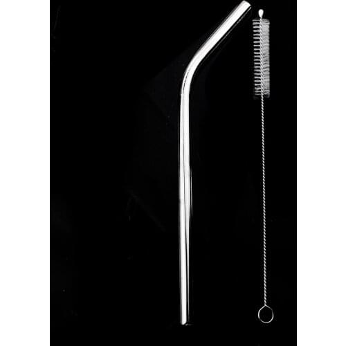 Metal Reusable Straw Set with Cleaner Brush 304 Stainless Steel Bent Straws Drinking Coffee Straw Drinkware Party Bar Accessory