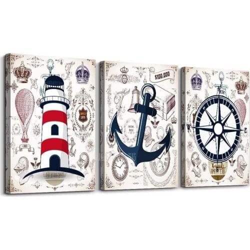 Wall For Living Room Bathroom Wall Decor 3 Piece Canvas Wall Art Home Decor Inspirational Lighthouse Modern Canvas Painting
