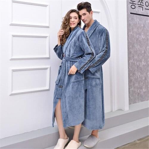 Hooded couple nightgown new plus size flannel pajamas thicker longer mens and womens bathrobes sexy sleepwear пижама robe