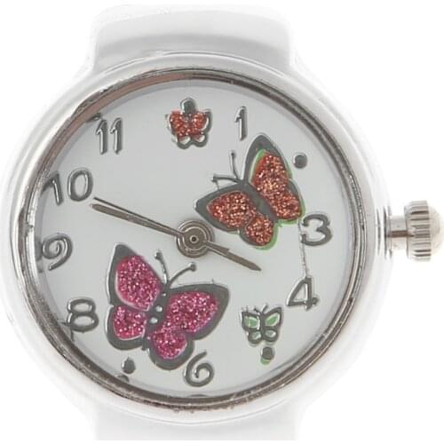 2021 New Women Dial Quartz Analog Finger Ring Watch Butterfly Elastic Gift Creative Steel