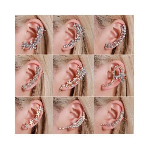 New fashion Full butterfly flower crystal ear clip Fashionable catwalk earringsFor Women girl Accessories jewelry wholesale