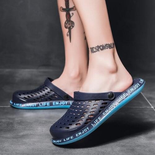 Off-Bound Summer Men Slippers Outdoor Clogs Garden Shoes Beach Slippers Indoor Home Slides Mules Bathroom Loafers Flip Flops 45