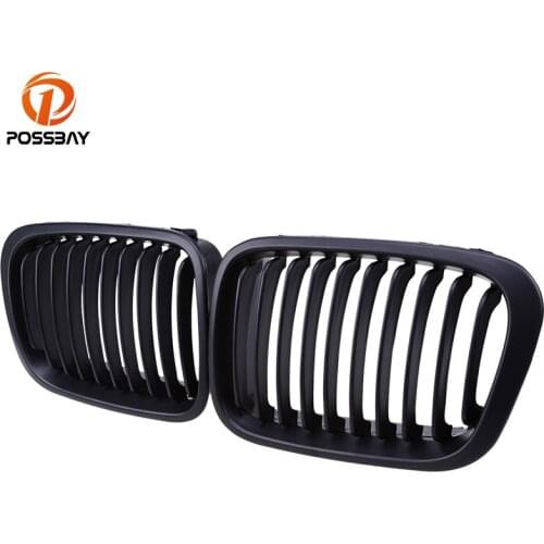 POSSBAY Matte Black Front Bumper Center Grill Grille for BMW 3-Series E46 325xi/328i/330d/316i Touring 1998-2001 Pre-facelift