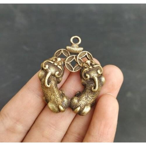 Retro Old brass Zhaocai Copper Pendant Pendant, old thing