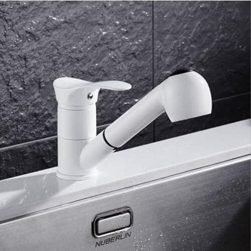 Luxury Pull Out Kitchen Faucet Deck Mount Kitchen Water Taps with Hot and Cold Water Single Handle Crane Taps