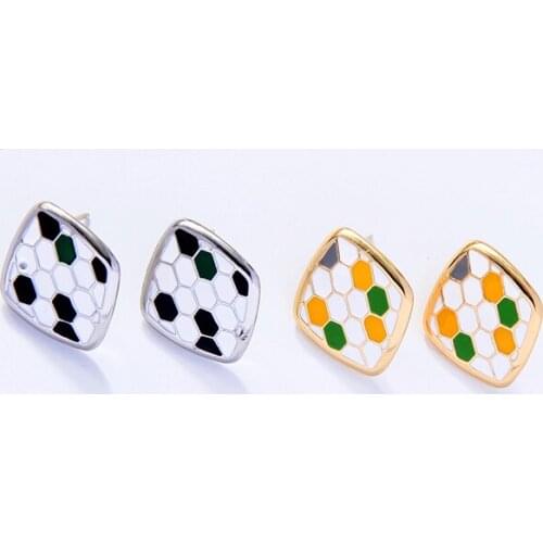 Korean Style Gold/Rhodium Color Enamel Geometric Rhombus Squares Hypoallergenic Snake Pattern Rhomb Stud Earrings 2020 New