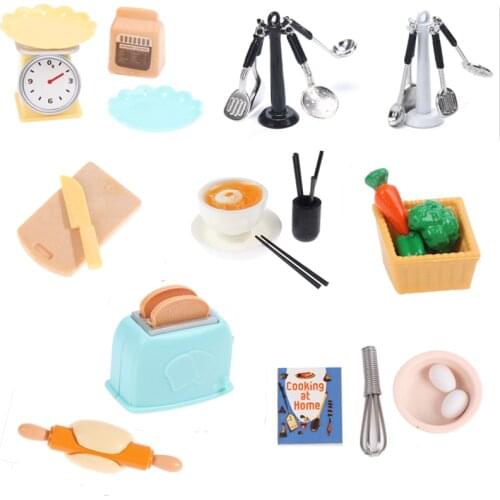 1:12 Dollhouse Miniatures Kitchen Cutting Board Rolling Pin Toy Electronic Bench Scale kitchen accessories doll house Decoration