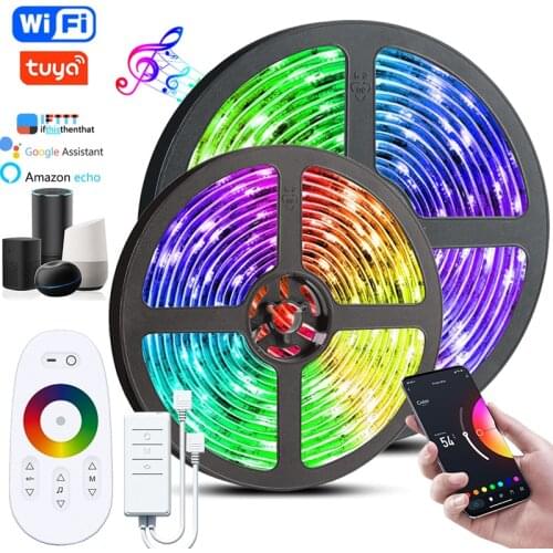 Led Strip lights Alexa Wifi Voice Control Tuya Smart Lamp 12V Rgb 5050 NO Waterdicht Luz Flexibele Luces Voor Thuis tira Fe