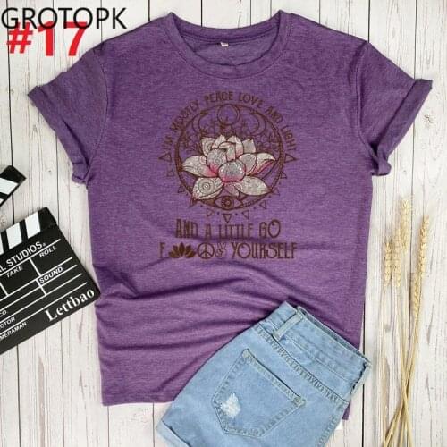 I'm Mostly Peace Love Light Little Go Yoga Women Painting Ladies Womens Tops Aesthetic Clothes Graphic Female Lady T-Shirt