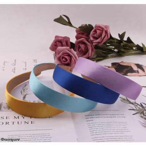 Women Hair Hoop Solid Color Silk Headbands Vintage Female Hair Bands Head Hoop Hair Accessories for Girl Turban Ladies Headwear