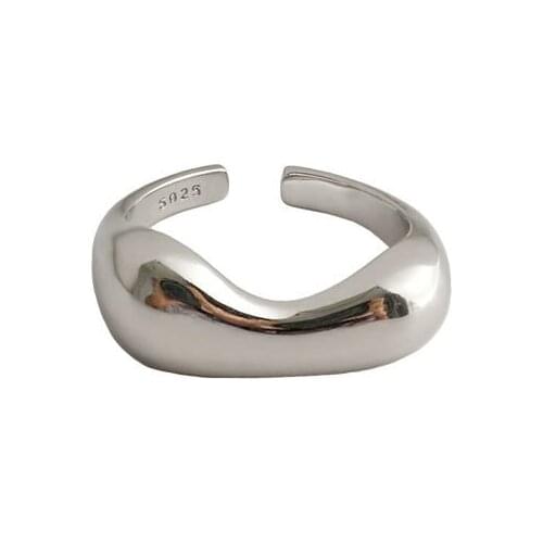 1PC Authentic 925 sterling silver White/ Gold Glossy Irregular Wave Geometric Band Ring adjust Jewelry TLJ1222
