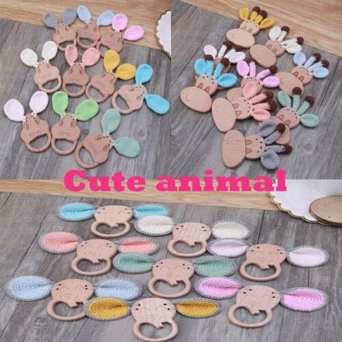 1pc Baby Teether Safe Wooden Toys Mobile Pram Crib Ring DIY Crochet Rattle Soother Teether Baby Product