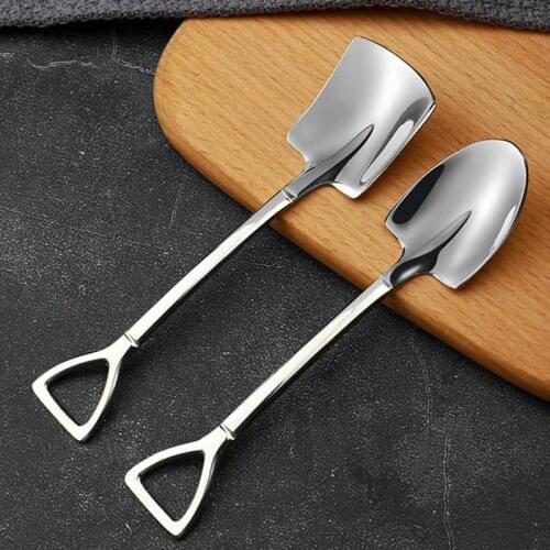 1PCS Stainless Steel Coffee Spoon Retro Shovel Spoon For Ice Cream Creative Tea-spoon Tableware Kitchen Accessories