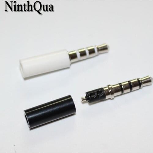 10pcs 3.5mm stereo headset plug jack 4 pole 3.5 mm audio plug Jack Adaptor connector for iphone white and black