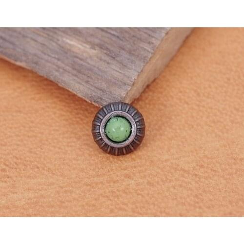 20X Green Turquoise Flower Fasteners Studs Rivets Leathercraft Bag Craft Belt Decor