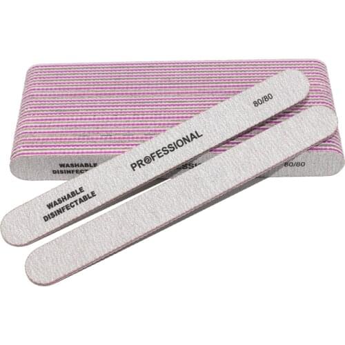 25pcs Nail Sanding File 80/80 Grey Nail Manicure Sets Professional Nail Sandpaper Straight Buffer Block For Manicure Polishing