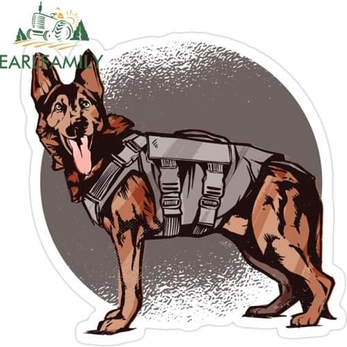 EARLFAMILY 13cm x 12.2cm Cool Car Stickers German Shepard Police K9 Dog Graphics Trunk Laptop Bumper Decals Car Accessories