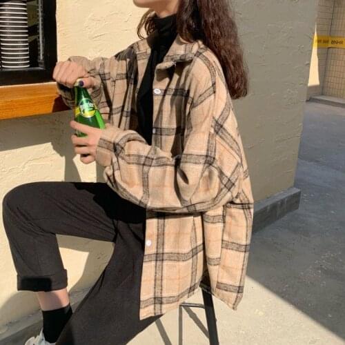 Blouse Women Batwing Sleeve Shirt Womens Plaid Shirt Coat Blusas Ropa De Mujer