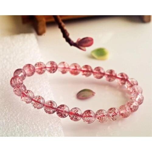 Genuine Natural Lepidocrocite Quartz Red Super Seven 7 Bracelet Clear Round Beads 6.8mm Stretch Crystal Fashion Stone AAAAA