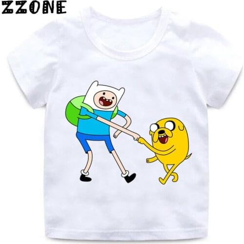 Kids Cartoon Adventure Time Finn and Jake Print T shirt Children Funny Clothes Baby Boys Girls Summer White T-shirt,HKP5200