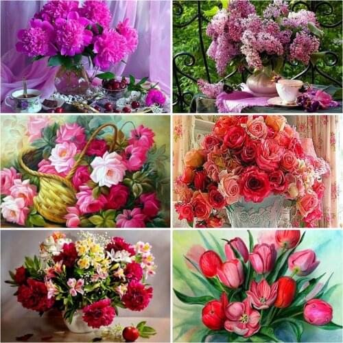 Evershine Diamond Painting New Square Stones Flowers Diamond Mosaic Tables Flower Rhinestones Pictures Diamond Art Home Decor