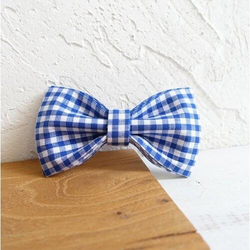 Blue White Plaid Dog Bowtie Pets Collar Accessory Puppy Cat Pet Supplies Grooming Tools Dogs Dismountable Ornamental Bow Ties