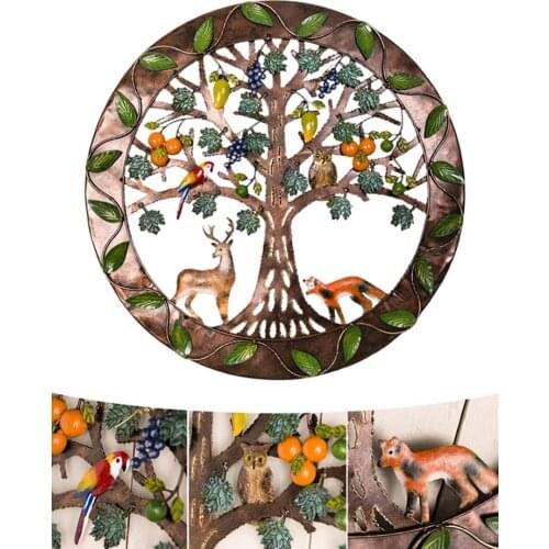 Innovative Eden Tree Metal Wall Decor Elk Owl Bird Restaurant Wall Ornaments Living Room Decorative Painting Home Decora