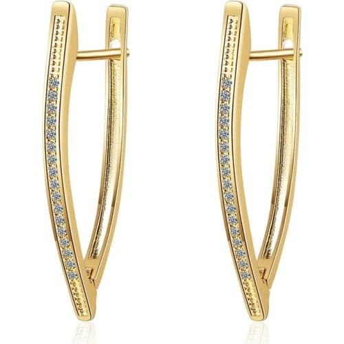 Classic Zircon Triangle Hoops Earrings For Women Jewelry Trendy 925 Sterling Silver Earrings Girls Ear Accessories Gold Hoop