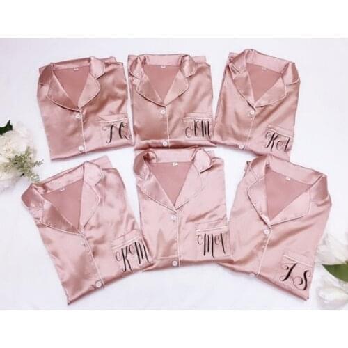 Personalized Pajamas Silk Bridesmaids Short + Shirt set Bridal shorts bridesmaid pajamas, Customise Silk Bridesmaid Pajamas set