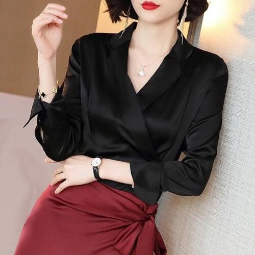 Korean Fashion Silk Women Blouses Satin Womens Tops Blouses Ladies Tops Plus Size Office Lady Blusas Femininas