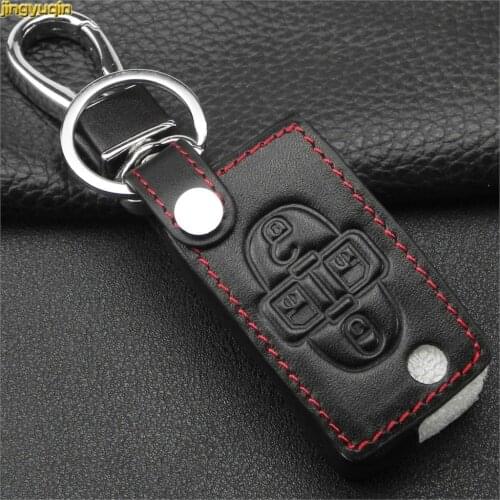 Jingyuqin 4 Buttons Leather Car key Case Car Key Cover for Peugeot 1007 for Citroen C8 Car Accessories
