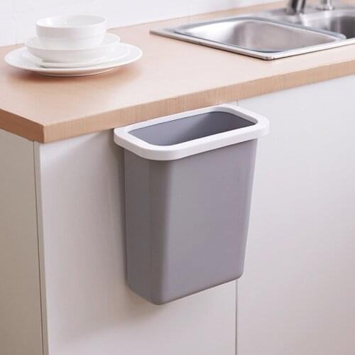Creative Kitchen Hanging Trash Cans Cabinet Door Hanging Plastic Waste Bins Bathroom Dustbin Pressure Ring Paper Basket Lixeira