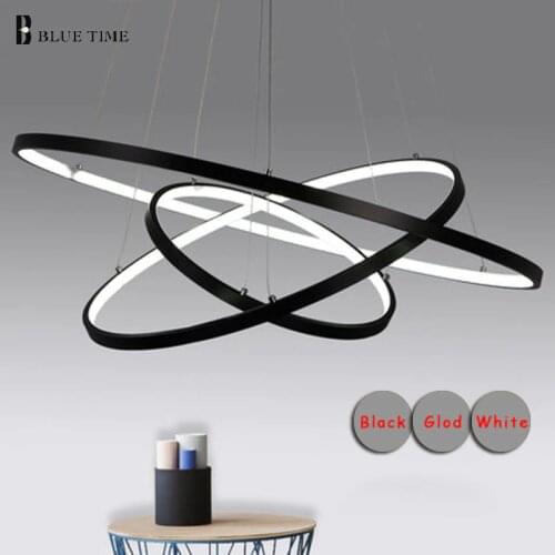 Led Chandelier 110V 220V Modern Ceiling Chandelier Lamp for Living room Bedroom Dining room Kitchen Lighting Fixture Black White