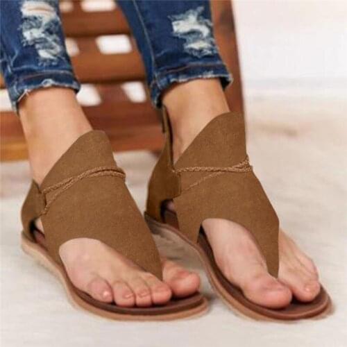 FashionSummer Women Sandals Woman Flats New Open Toe Zippers Roman Style Womens Shoes Zapatos De Mujer Large Size 43