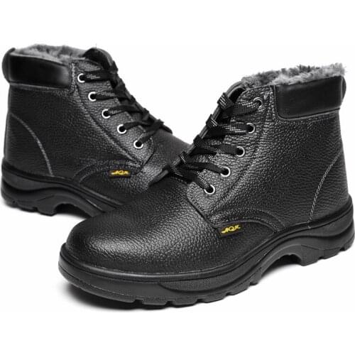 Men Steel Toe Cap Working Safety Boots Winter Warm Leather Snow Platform Boots Men Anti-Smashing Puncture Proof Work Shoes 2019