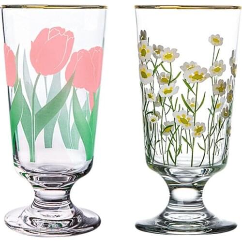 280ml Love of Flower Tulip Daisy Small Goblet Multi-Purpose Whiskey Cocktail Cool Drinks Cup Fashion Drinkware