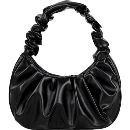 2021 new Summer Pleated Handlebags For Women PU Cloud Bags Leisure Armpit Bag Shopping Shoulder Bags Dumpling Handbag Female