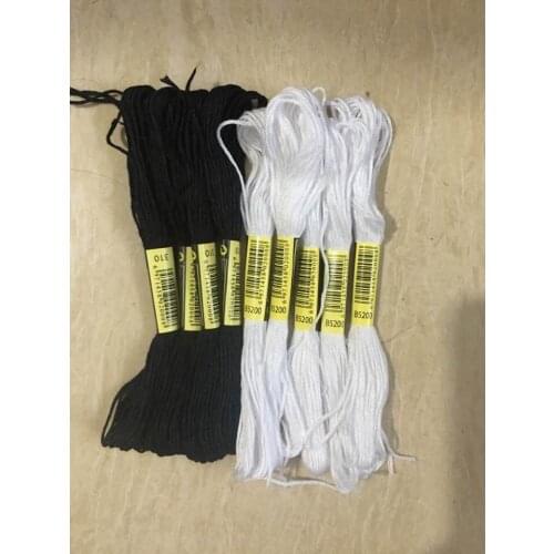Oneroom 20 skeins of line For Embroidery Cross Stitch Knitting Bracelets(White and Black)