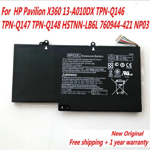 High Quality NP03XL Laptop battery For HP Pavilion X360 13-A010DX TPN-Q146 TPN-Q147 TPN-Q148 HSTNN-LB6L 760944-421 NP03