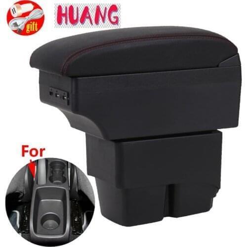 For Ford Fiesta Armrest box Interior Parts special Retrofit parts Car Armrest box Center Storage box with USB LED light