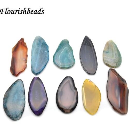 5pc Mix color Natural Agate Stone Freeform Slab Pendant fit Fashion Jewelry making