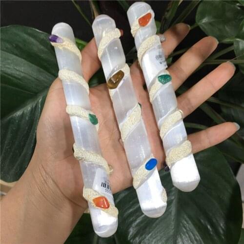 Natural White Selenite Beauty Bar Crystal Wand Seven Chakra Specimen Reiki Healing Energy Stone Meditation