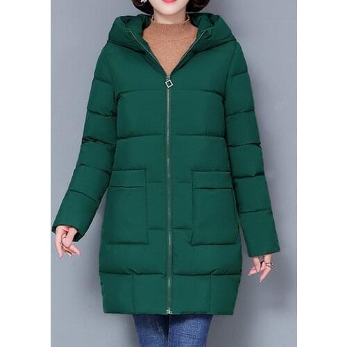 Down parka women winter coat jacket pocket loose down jacket and coat big yard with fooded winter overcoat women 2108
