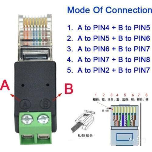 1000Pcs A to 1.2.3.4 and B to 5.6.7.8 RJ45 male to Screw Terminal Adaptor RJ45 to 485, RS232 to RS458, RJ45 splitter