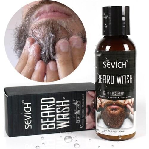 Sevich 100ml Men Beard Wash Beard Shampoo Deep Cleansing Nourishing Beard Cleanser Repair Keep Beard Shaping Growth